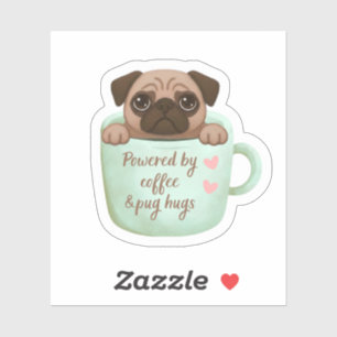 adolescente pug em um adesivo de caneca de café