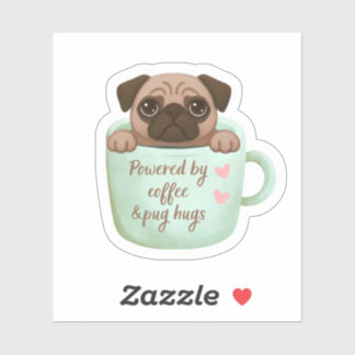 adolescente pug em um adesivo de caneca de café