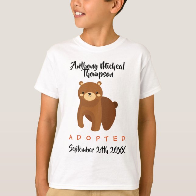 Adopção adotada do urso de Brown - camisa (Frente)