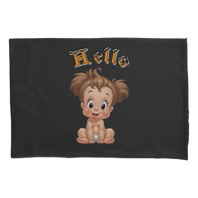 Adorable Cartoon Baby Sitting Cheerfully with Cute (Frente)