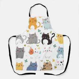 "Adorable Cartoon Cat Apron - Bonita e Funcional