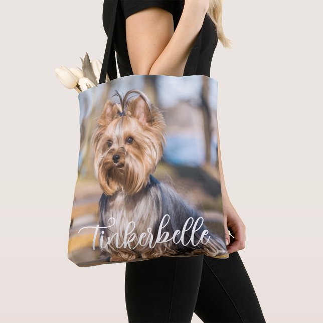 Adorable Custom Pet Photo with Name Tote Bag (Criador carregado)