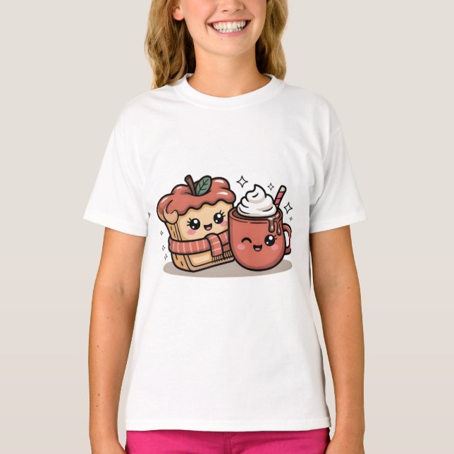 Adorable Fall Coffee Kids T-Shirt (Frente)