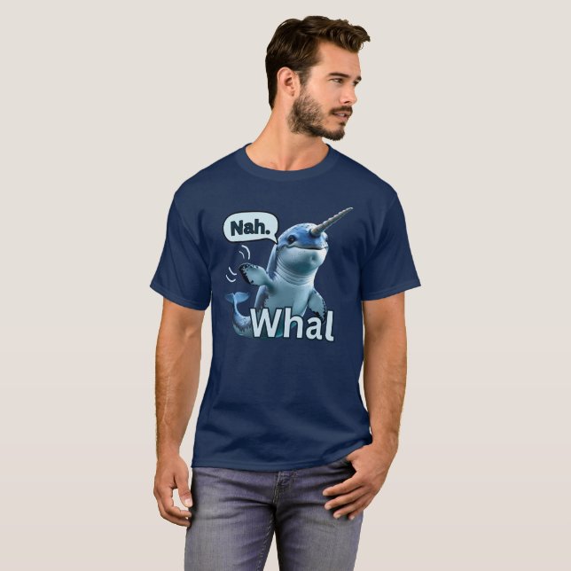 Adorable Narwhal Saying No T-Shirt (Frente Completa)