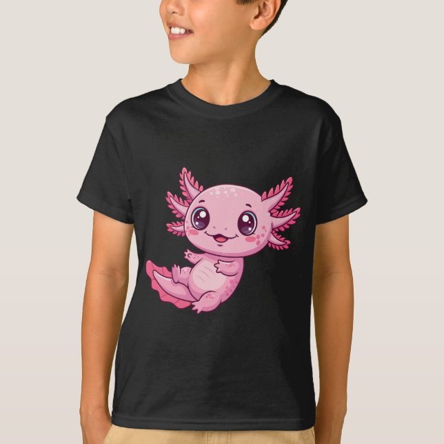 Adorable Pink Axolotl Kids’ T-Shirt  (Frente)