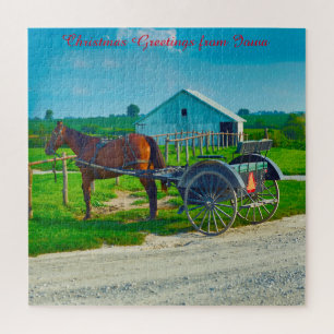Adoramos Carruagens Amish em Iowa. Quebra-cabeça
