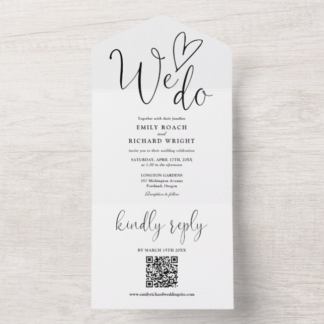 Adoramos Casamento Preto e Branco com Código QR Co (Interno)