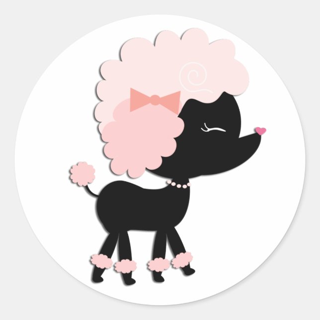 Adoráveis Adesivos de Poodle Rosa (Frente)