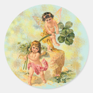 Adoráveis anjos irlandeses em adesivos