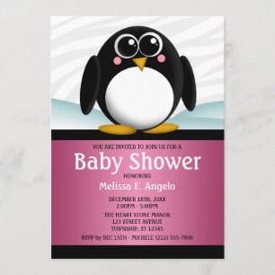Adoráveis Convites De Chuva De Bebê De Pinguim R