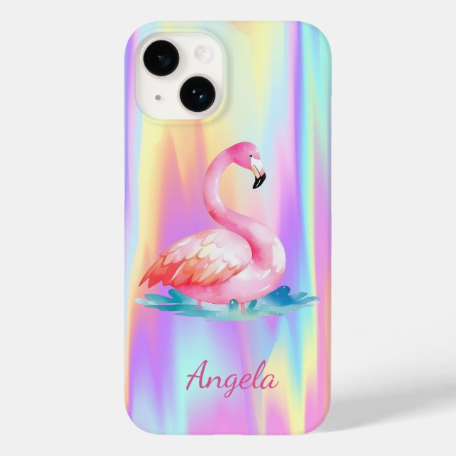 Adoráveis Flamingos Rosa Holográficos Fofos (Verso)