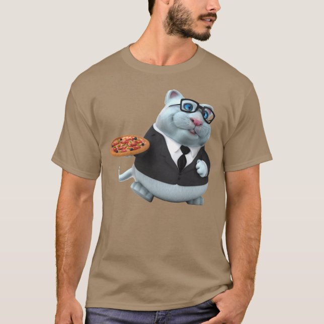 Adoráveis Gatos Universos 3D Com Camisa De Pizza (Frente)