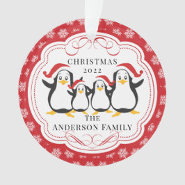 Adoráveis Pinguins Família de 4 Enfeite de Natal