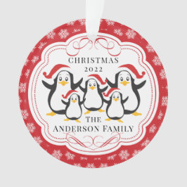 Adoráveis Pinguins Família de 5 Enfeite de Natal