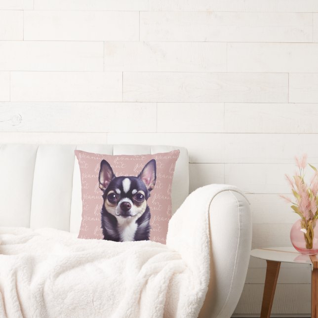 Adorável Almofada de Arremesso Chihuahua Rosa Pers (Sofá)