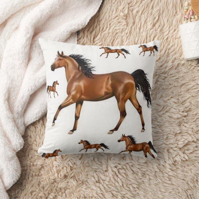 Adorável Almofada de Arremesso de Cavalo Castanho  (Cobertor)