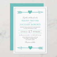 Adorável Arrows Casando Convite / Teal e Cinzas