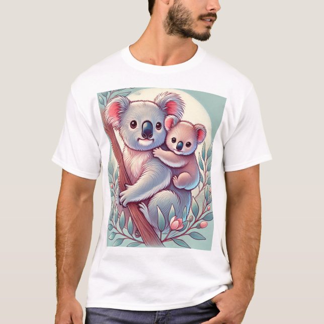 Adorável Bebê Koala e Design de Camisas Mãe (Frente)