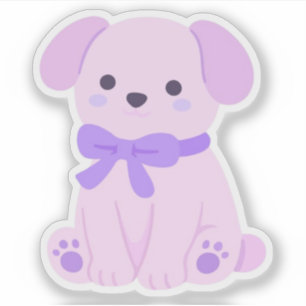Adorável Cachorrinho Roxo Kawaii com Adesivo de La