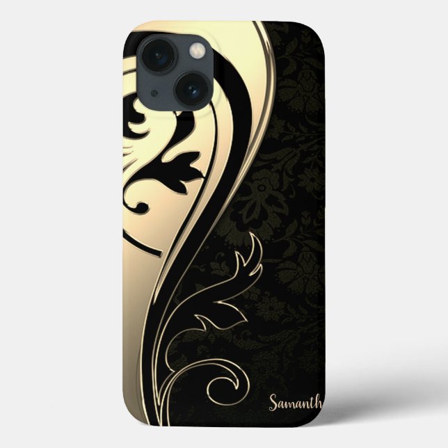 Adorável Chic Dourado, Paisley Preto - Personaliza (Verso)