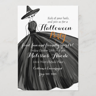 Adorável Convite à Bruxa de Halloween