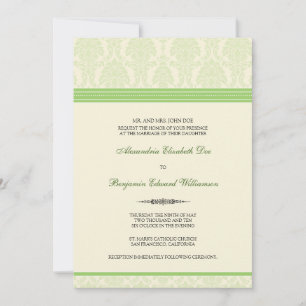 Adorável Convite ao Casamento tema damasco (limã