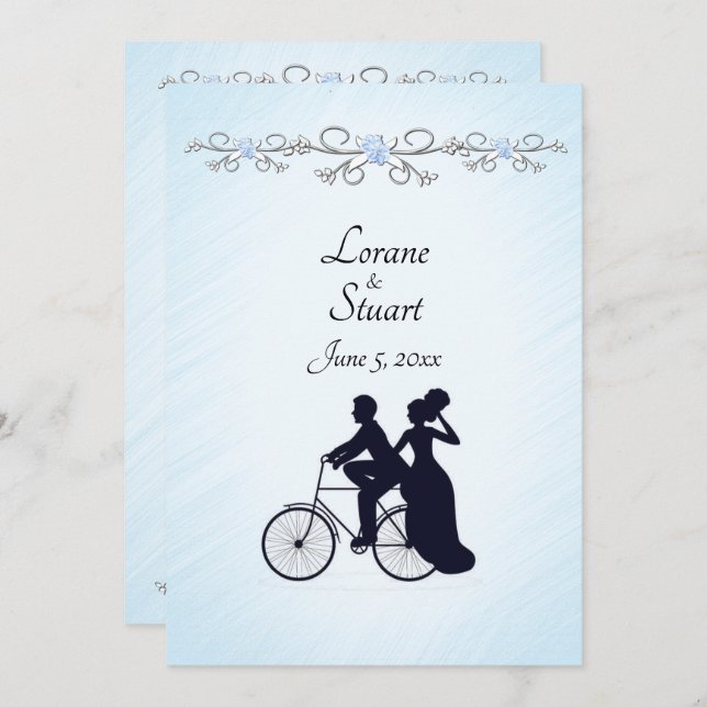 Adorável Convite de Casamento de Tema de Bicicleta (Frente/Verso)