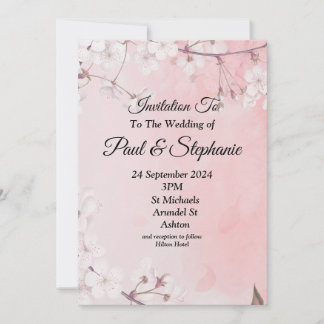 Adorável Convite para Casamento, rosa e branco