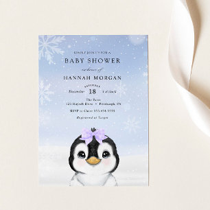 Adorável convite para Chá de fraldas de Pinguim de