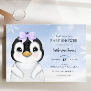 Adorável convite para Chá de fraldas de Pinguim de