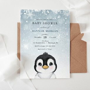 Adorável convite para Chá de fraldas de Pinguim de