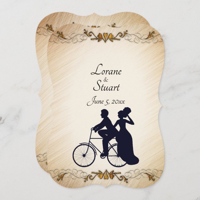 Adorável Convite Tema de Casamento Bicicleto Russo (Frente/Verso)
