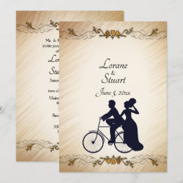 Adorável Convite Tema de Casamento Bicicleto Russo