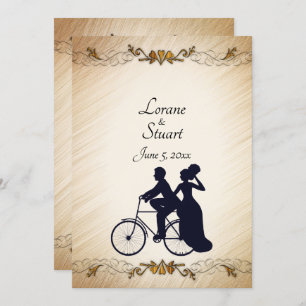 Adorável Convite Tema de Casamento Bicicleto Russo