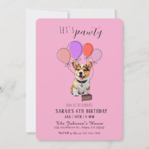 Adorável Corgi Rosa Brincalhão de Aniversário Pers