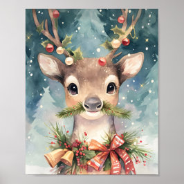 Adorável Decoração de Parede de Rena de Natal em A