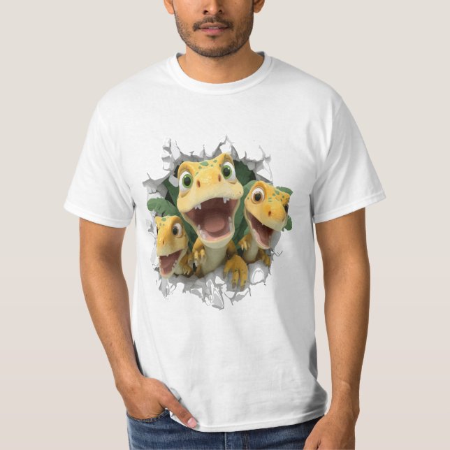 Adorável Design de Camisa de Dinossauro para Bebê (Frente)