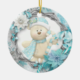 Adorável Enfeite de Cerâmica de Urso de Pelúcia
