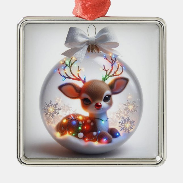 Adorável Enfeite de Natal Com Rena Festiva (Frente)