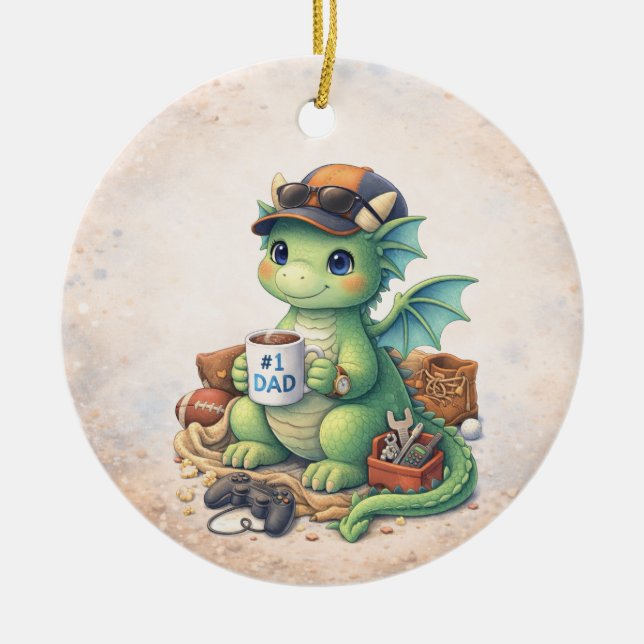 Adorável Enfeite de Natal de Dragão Pai #1 (Frente)