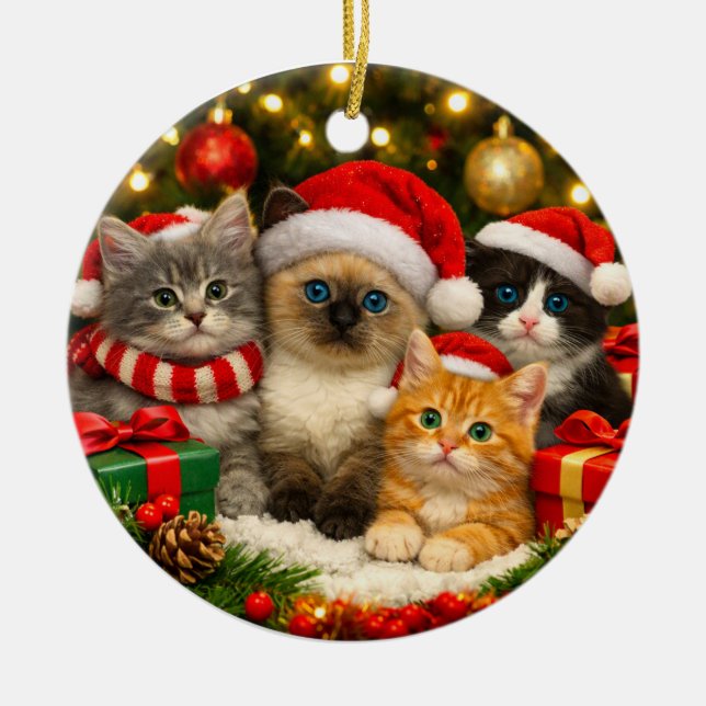 Adorável Enfeite de Natal de Gatinho (Frente)