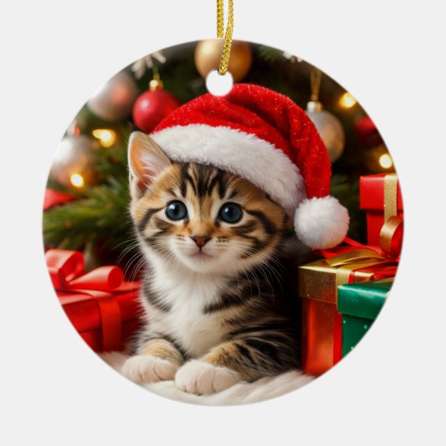 Adorável Enfeite de Natal de Gatinho (Frente)