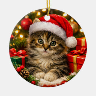 Adorável Enfeite de Natal de Gatinho Fofinho