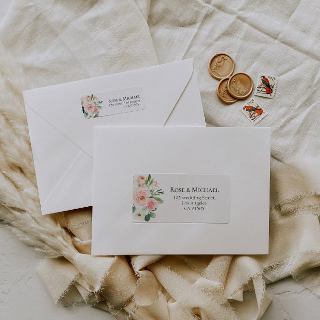 adorável etiqueta de endereço rosa pincelada (Criador carregado)