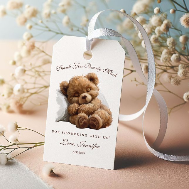 Adorável Etiqueta de Presente de Urso Teddy Adorme (Criador carregado)