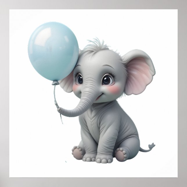 Adorável Impressão de Elefante para Berçário de Be (Frente)