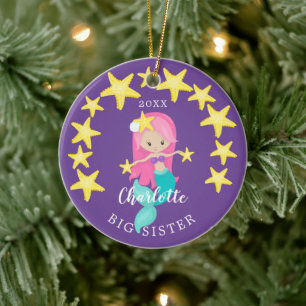 Adorável Irmã Mais Velha Sereia Enfeite de Natal