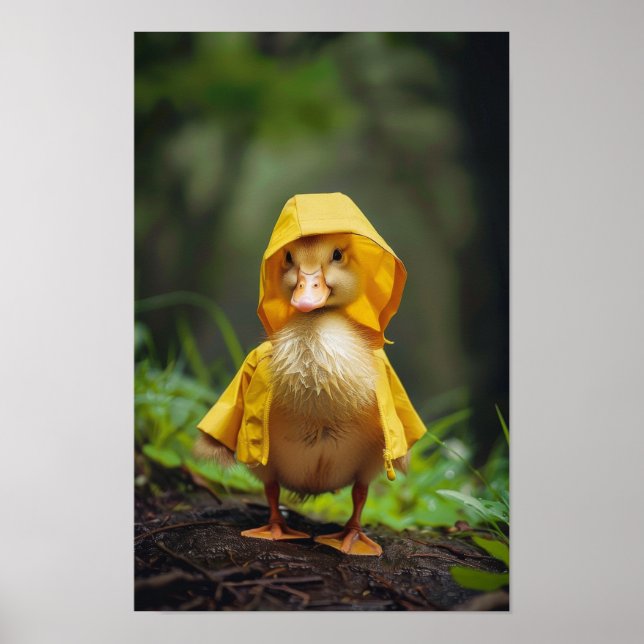 Adorável Pato Bebê no Poster amarelo (Frente)