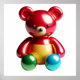 Adorável Poster de Arte de Parede de Urso de Pelúc