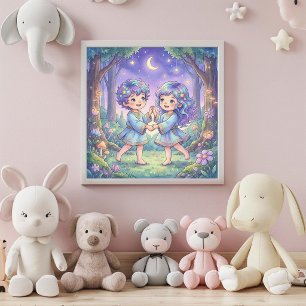 Adorável Poster de Arte de Parede do Zodíaco de Gê